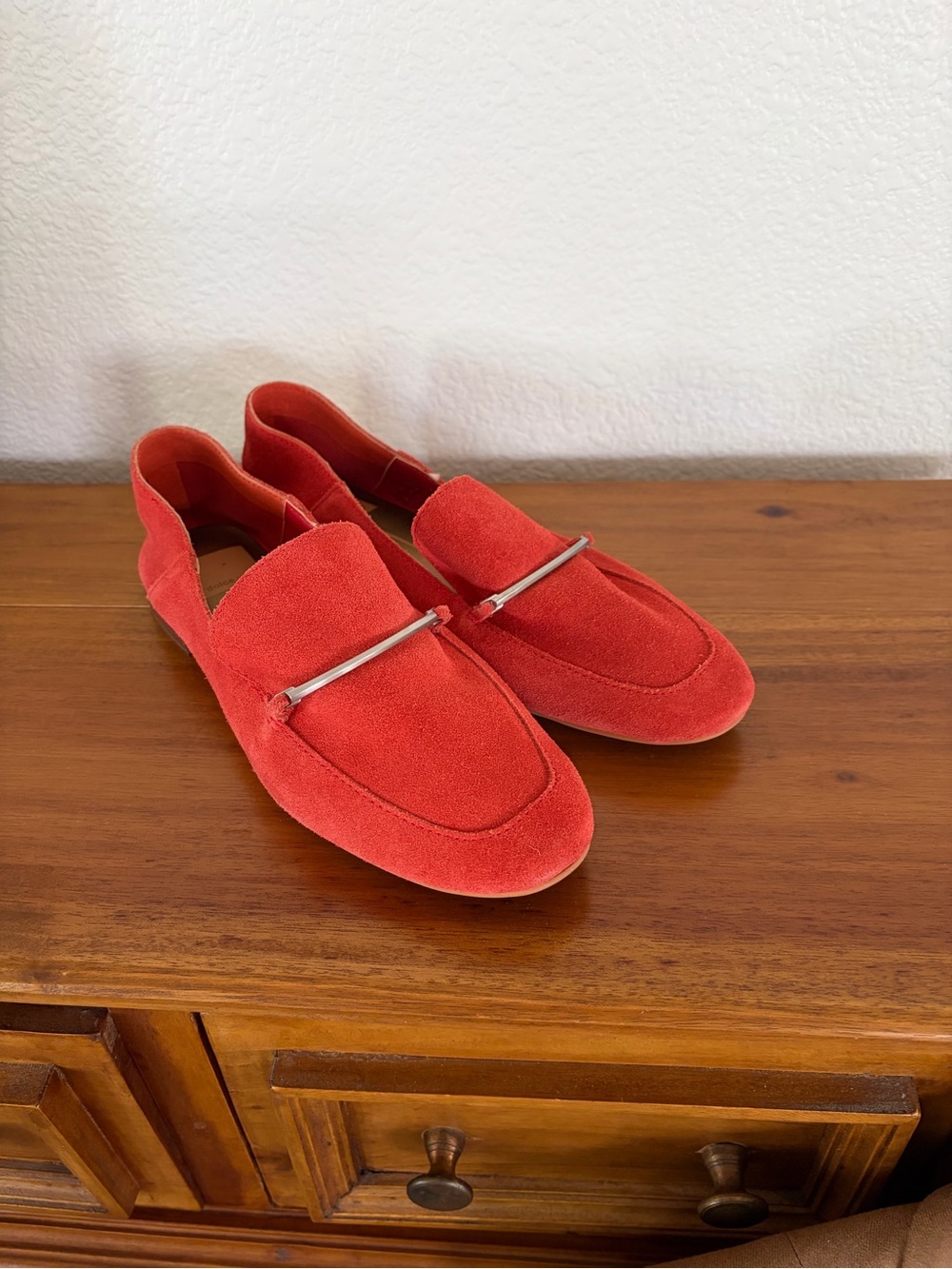 Red/Orange Suede Women’s  Loafers with Metal Bit 8